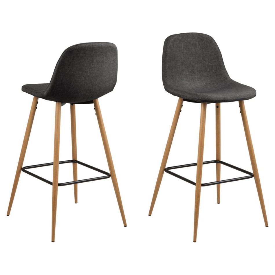Bar stool Awilma, set of 2 pcs, grey, H101x46.6x51cm