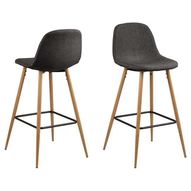 Bar stool Awilma, set of 2 pcs, grey, H101x46.6x51cm