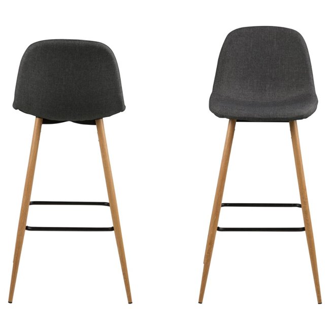 Bar stool Awilma, set of 2 pcs, grey, H101x46.6x51cm