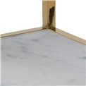 Bedside table Alis, top glass, white marble look/gold legs,  H50.5x45x40cm