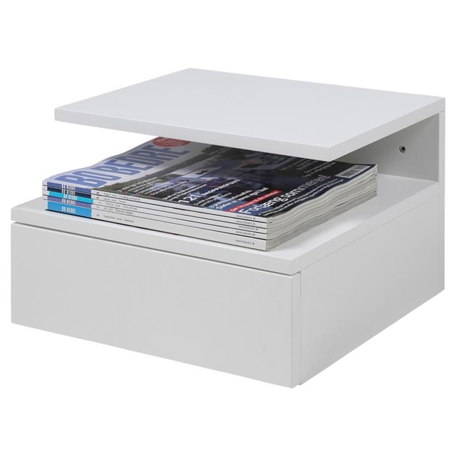 Bedside table Ashlan, white, MDF, H22.5x35x32cm