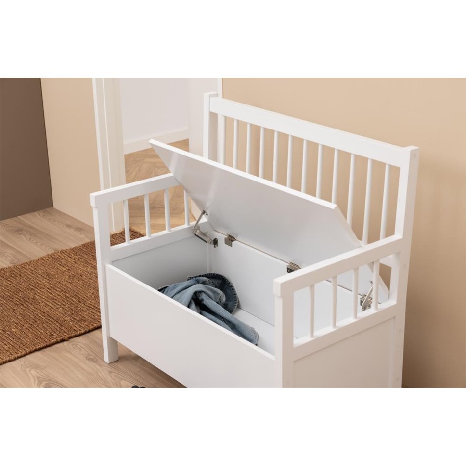 Bench with storage box  Aster, beige, MDF, H85x90x48cm