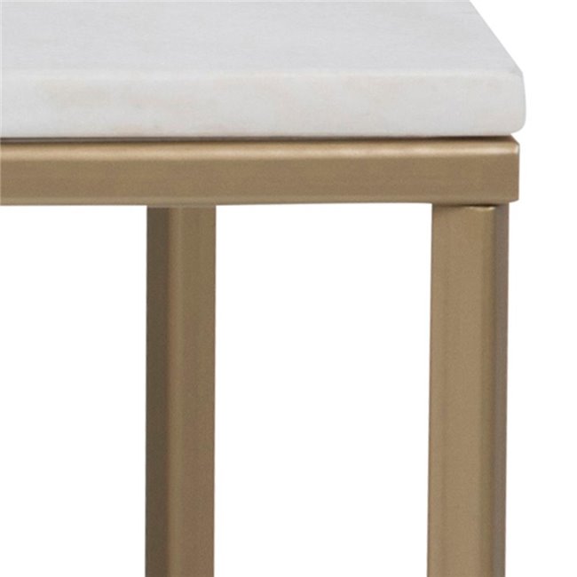 Coffee table Aisma, white, artificial marble/brass colour legs, H46x120x60cm