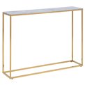 Console table Alis,top glass, white marble look/gold legs, H80.5x110x26cm