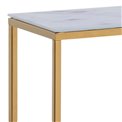 Console table Alis,top glass, white marble look/gold legs, H80.5x110x26cm