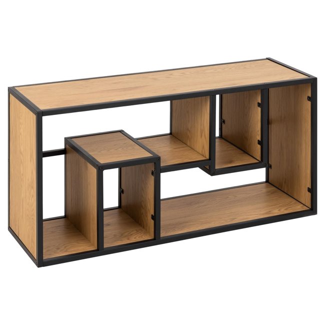 Shelf Aford, oak MDF/black frame, 45x95x30cm
