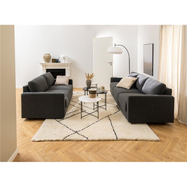 Side table Avila, white, artificial marble/black legs H45xD42cm