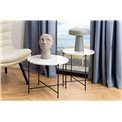 Side table Avila, white, artificial marble/black legs H45xD42cm