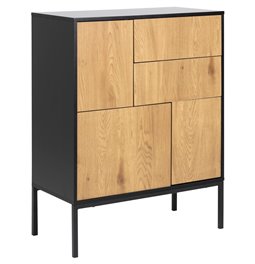 Sideboard Aford, MDF, black/natural, 103x80x40cm