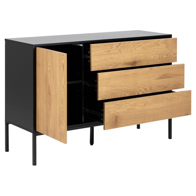Sideboard Aford, MDF, black/natural, H82x120x40cm