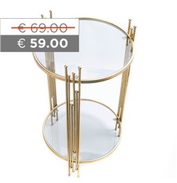 Metal table Bampton M, glass top, golden, H62cm D35cm