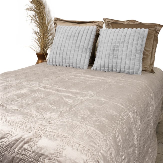 Bed cover Juta, taupe, velvet, 1220x240cm