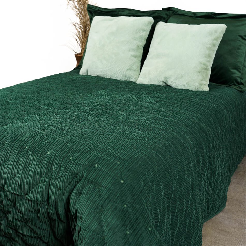 Bed cover Jolanta, green, velvet, 220x240
