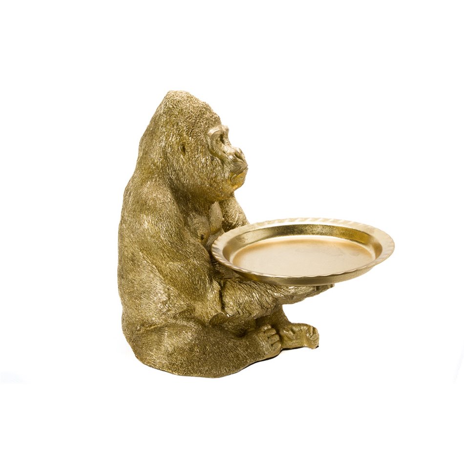 Decorative figure Gorilla hold leave plate, 39x31x37.5cm