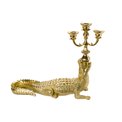 Deco/candle holder Gold crocodile, 53.5x44x21.5cm