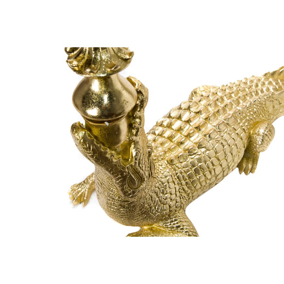 Deco/candle holder Gold crocodile, 53.5x44x21.5cm