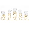 Candle holder Arch x5, metal/glass, golden, 24x50x7cm