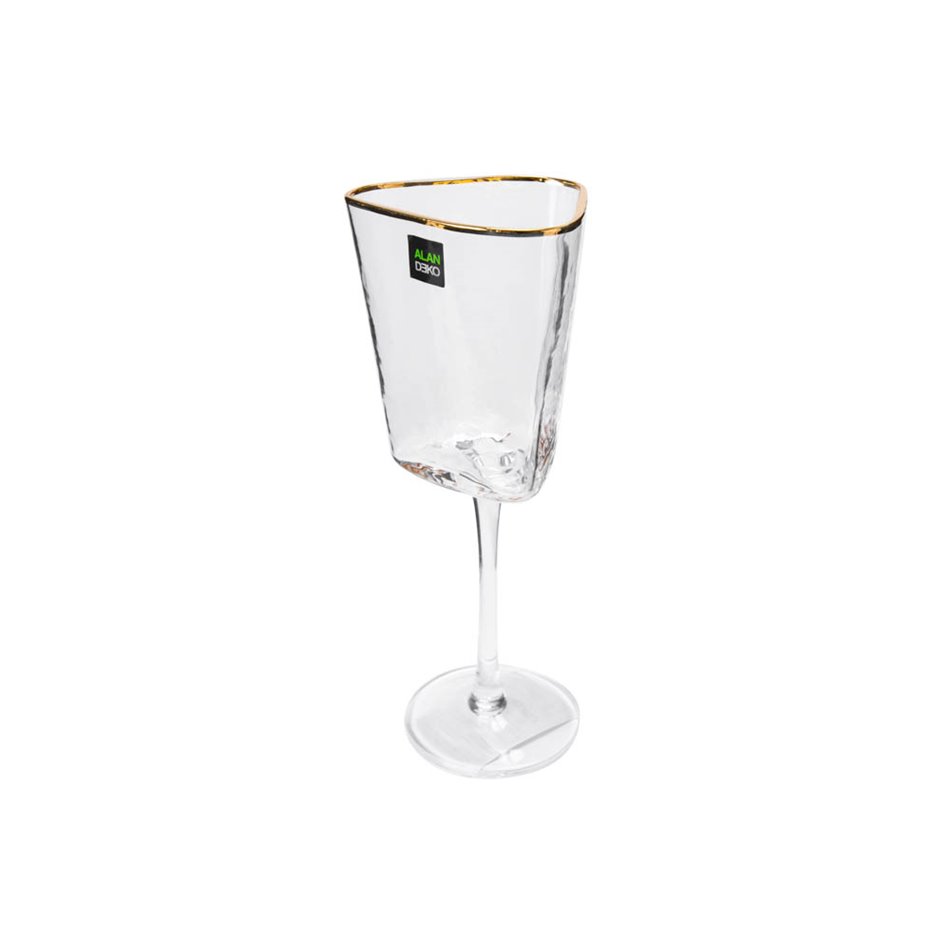 Red wine glass Triangle with gold rim, H21, D8.5cm