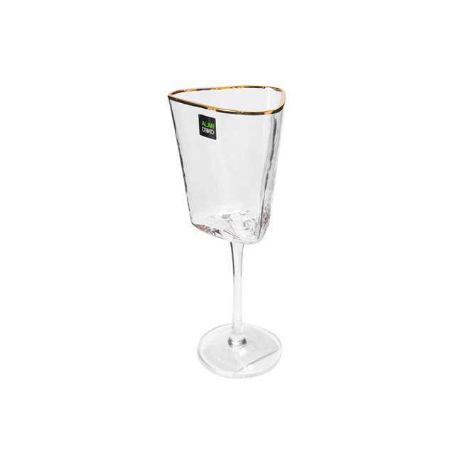 Red wine glass Triangle with gold rim, H21, D8.5cm