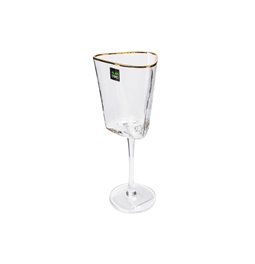 Red wine glass Triangle with gold rim, H21, D8.5cm