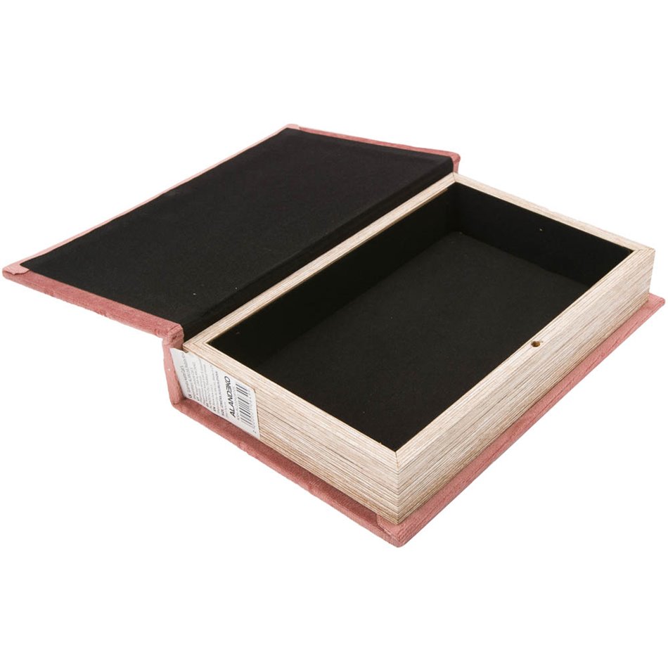 Book box Cat S, velvet, pink,  26x17x5cm