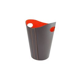 Dustbin, brown PU/orange suede d26x30cm