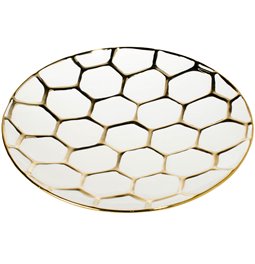 Decorative plate Malva 16, white/ gold, 28x28x3.5cm