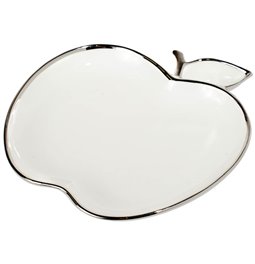 Decorative plate Mertina apple, white/silver, 20x20x4cm