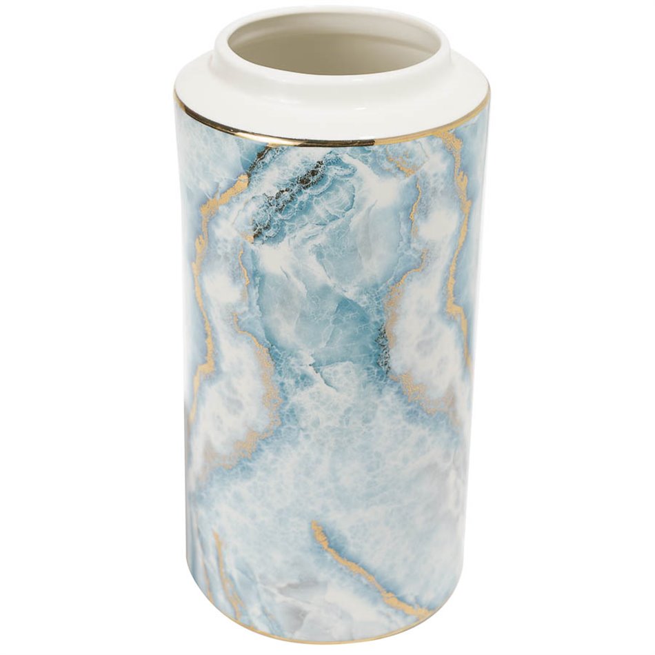 Vase Mallena, blue/ white/ gold, 13.5x13.5x27.7cm