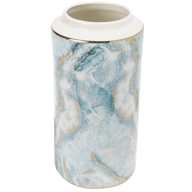 Vase Mallena, blue/ white/ gold, 13.5x13.5x27.7cm
