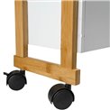 3 tier CADDY WHEELS, white/natural, H80,5X41x20cm
