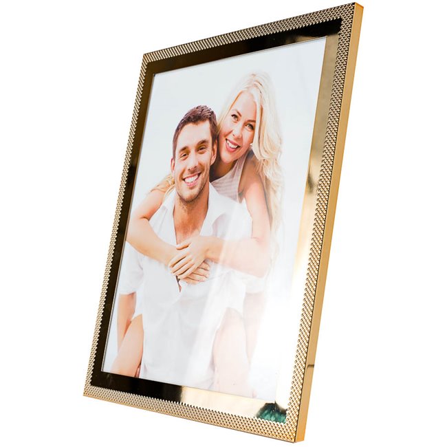 Photo frame Malounda, gold tone, steel, 20x25cm