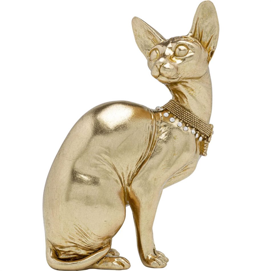 Deco figurine Cat Audrey, golden, 27x18x12cm