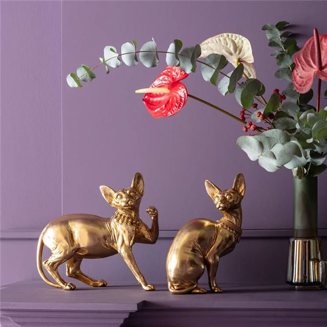 Deco figurine Cat Audrey, golden, 27x18x12cm