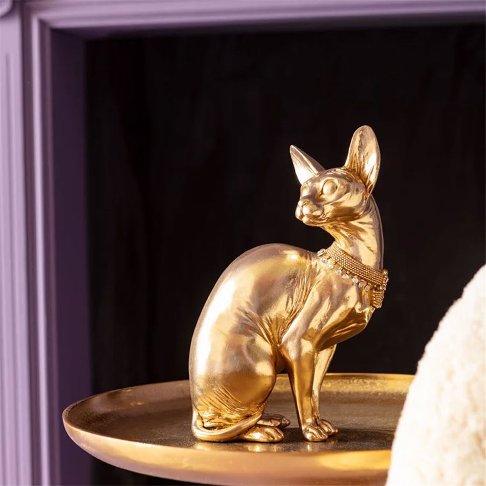 Deco figurine Cat Audrey, golden, 27x18x12cm