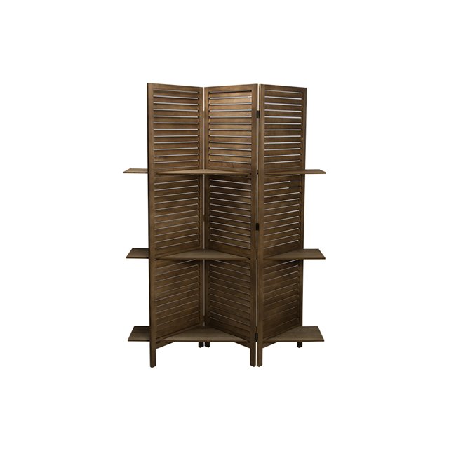 Wooden screen with 3 shelves, H170x120x26cm