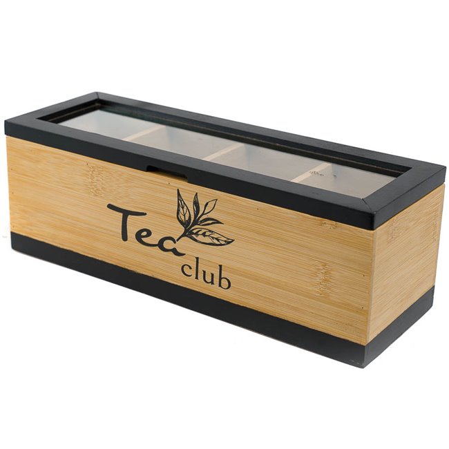 Bamboo tea box Tea club, 9x25.5x9cm