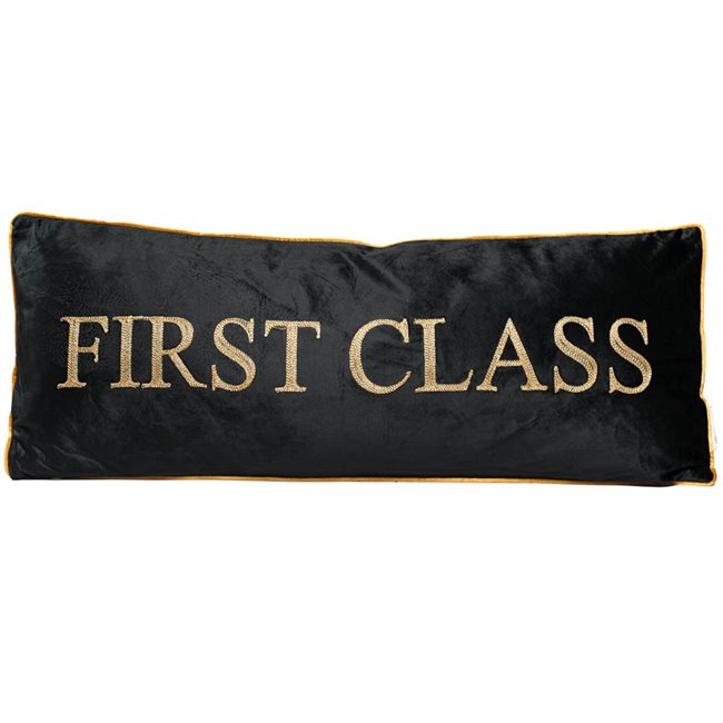 Cushion First Class, velvet black, 80x30cm