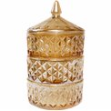 Candy jar with lid, amber glass, 23x13x13cm