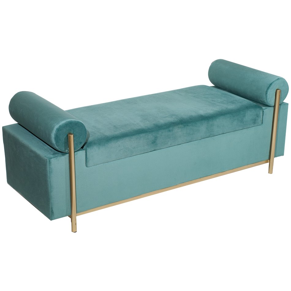 Bench with storage box Malma, green, 121x44x45cm