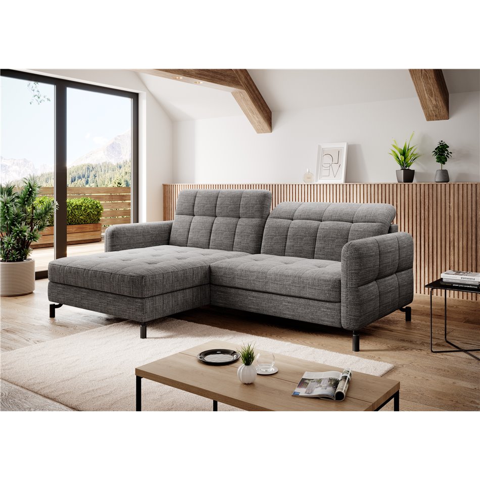 Corner sofa Elorelle L, Berlin 01, gray, H105x225x160