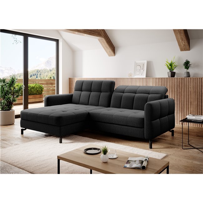 Угловой диван Elorelle L, Sawana 14, черный, H105x225x160