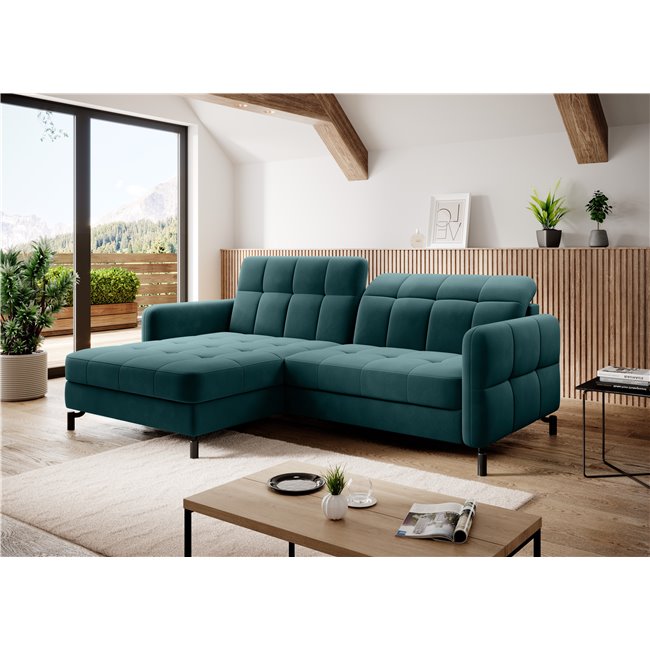 Угловой диван Elorelle L, Mat Velvet 75, зеленый, H105x225x160