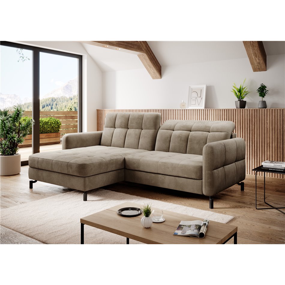 Corner sofa Elorelle L, Monolith 09, light brown, H105x225x160