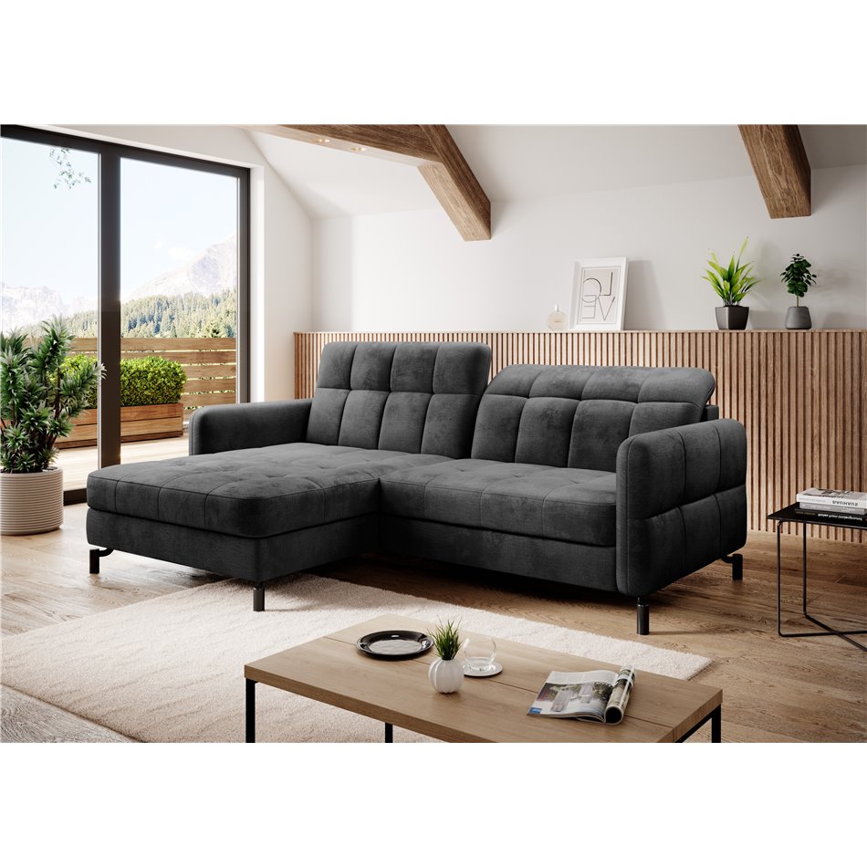 Corner sofa Elorelle L, Monolith 97, gray, H105x225x160