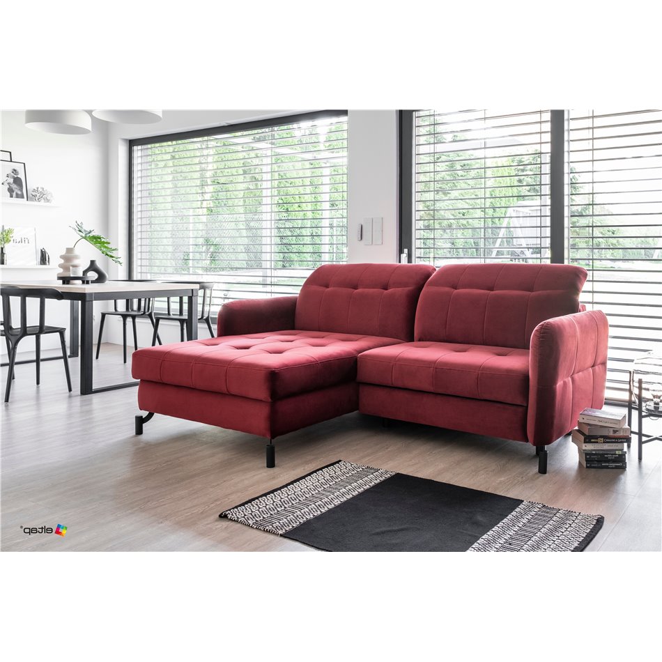 Угловой диван Elorelle L, Rivera 59, красный, H105x225x160