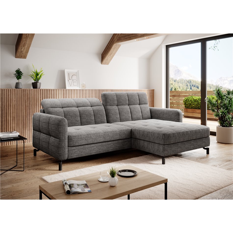 Corner sofa Elorelle R, Berlin 01, gray, H105x225x160