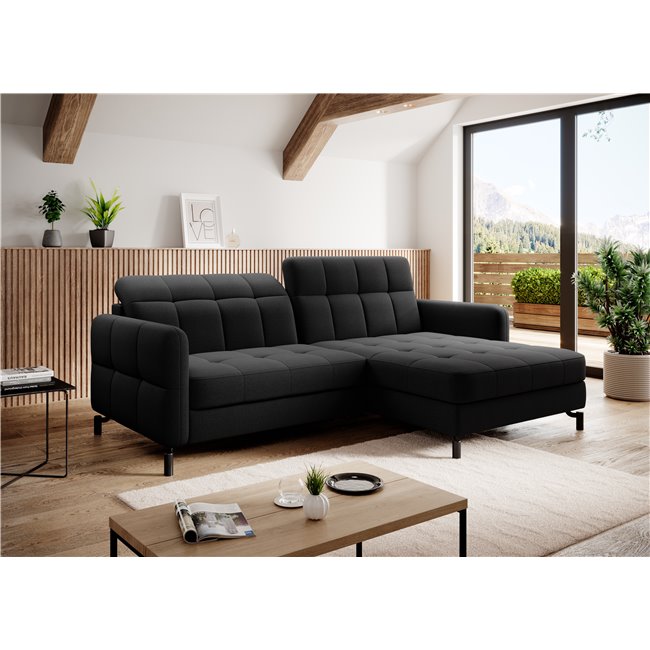 Corner sofa Elorelle R, Inari 100, black, H105x225x160