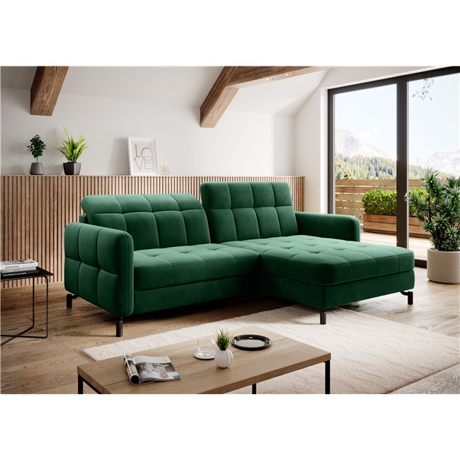 Угловой диван Elorelle R, Kronos 19, зеленый, H105x225x160