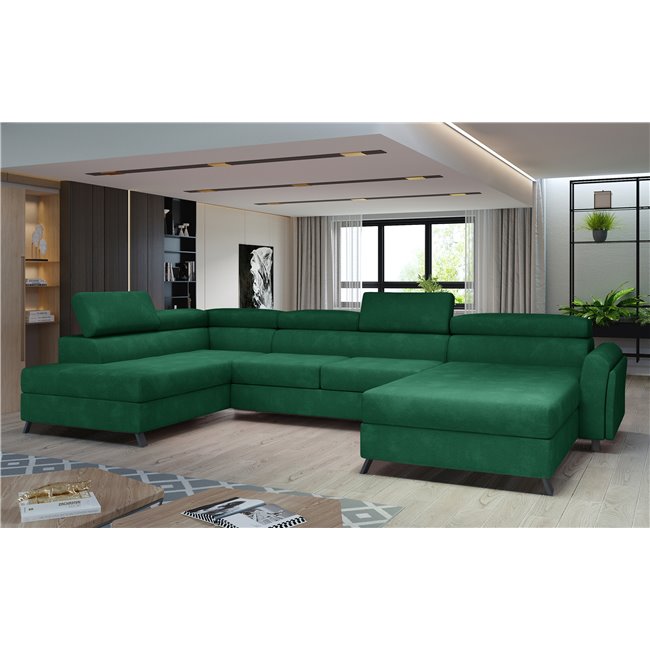 Corner sofa Elosette L, Kronos 19, green, H98x370x200